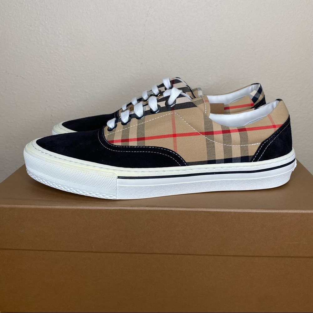 Burberry Mens Wilson Vintage Check Canvas Sneakers